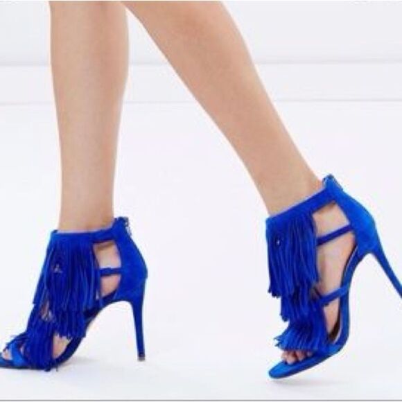 ✨Steve Madden Fringly Cobalt Blue Suede Sz 8 Heels✨ - Picture 1 of 13